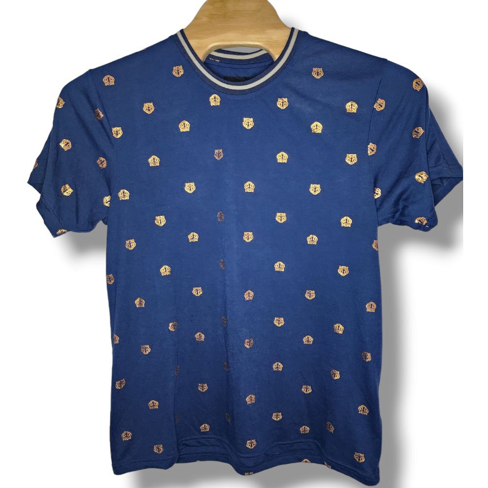 Drill Clothing T Shirt XL Blue All Over Tiger Print Short Sleeve Crew neck‎ - Picture 2 of 5